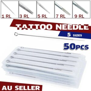50Pcs Disposable Tattoo Needles Round Liner 1Rl 3Rl 5Rl 7Rl 9Rl Needles Au Stock