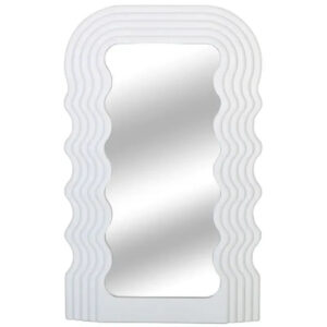 Aesthetic Wall Mounted Mirror With Wave Pattern Frame