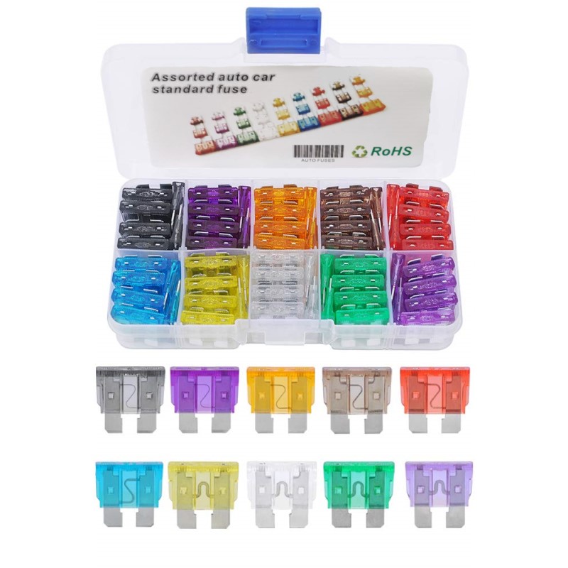 100 PCS Car Blade Fuses Assortment Kit, 100 PCS Car Blade Fuses Assortment Kit, Standard/Mini Auto Fuse 1-40A, Automotive Assorted Fuses with a Puller Plucker