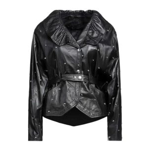 Women’s Chic Black Studded Leather Jacket