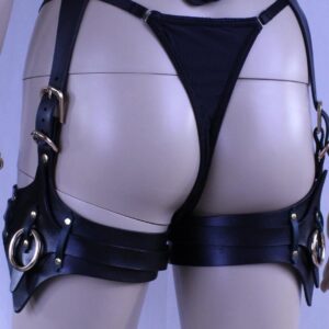 BDSM Gear Italian Leather Thigh Harness Set - Elegant Lingerie