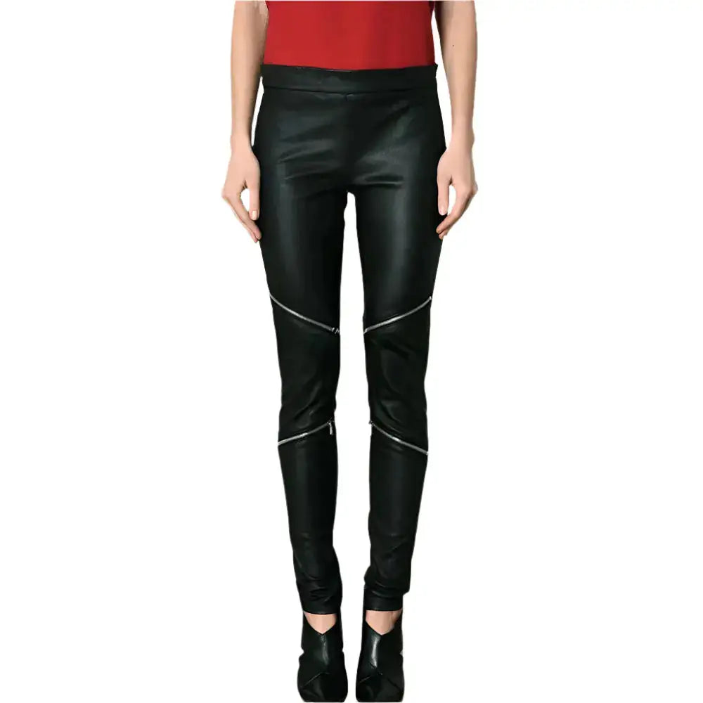 Women’s Black Leather Skinny Pants